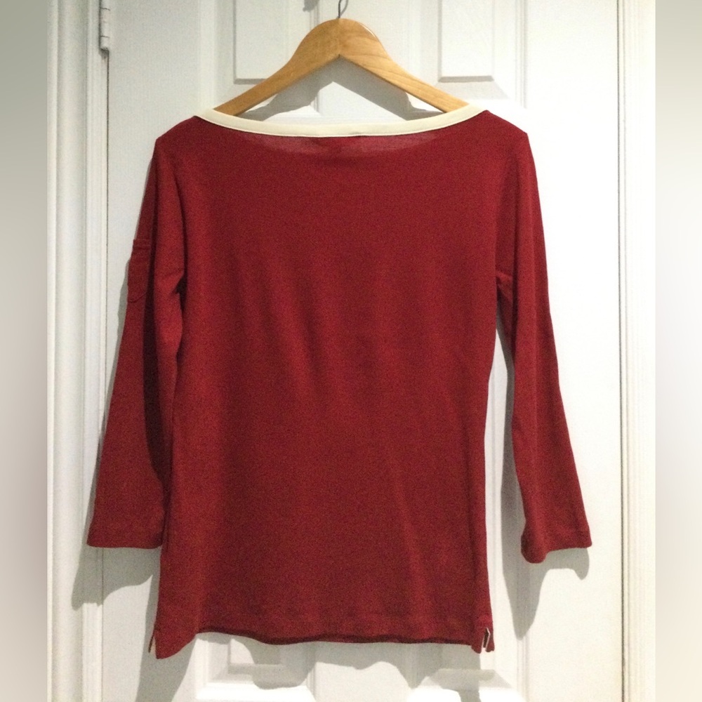 Lauren Ralph Lauren Women’s Red and Cream Long Sleeve Top - Picture 7 of 7